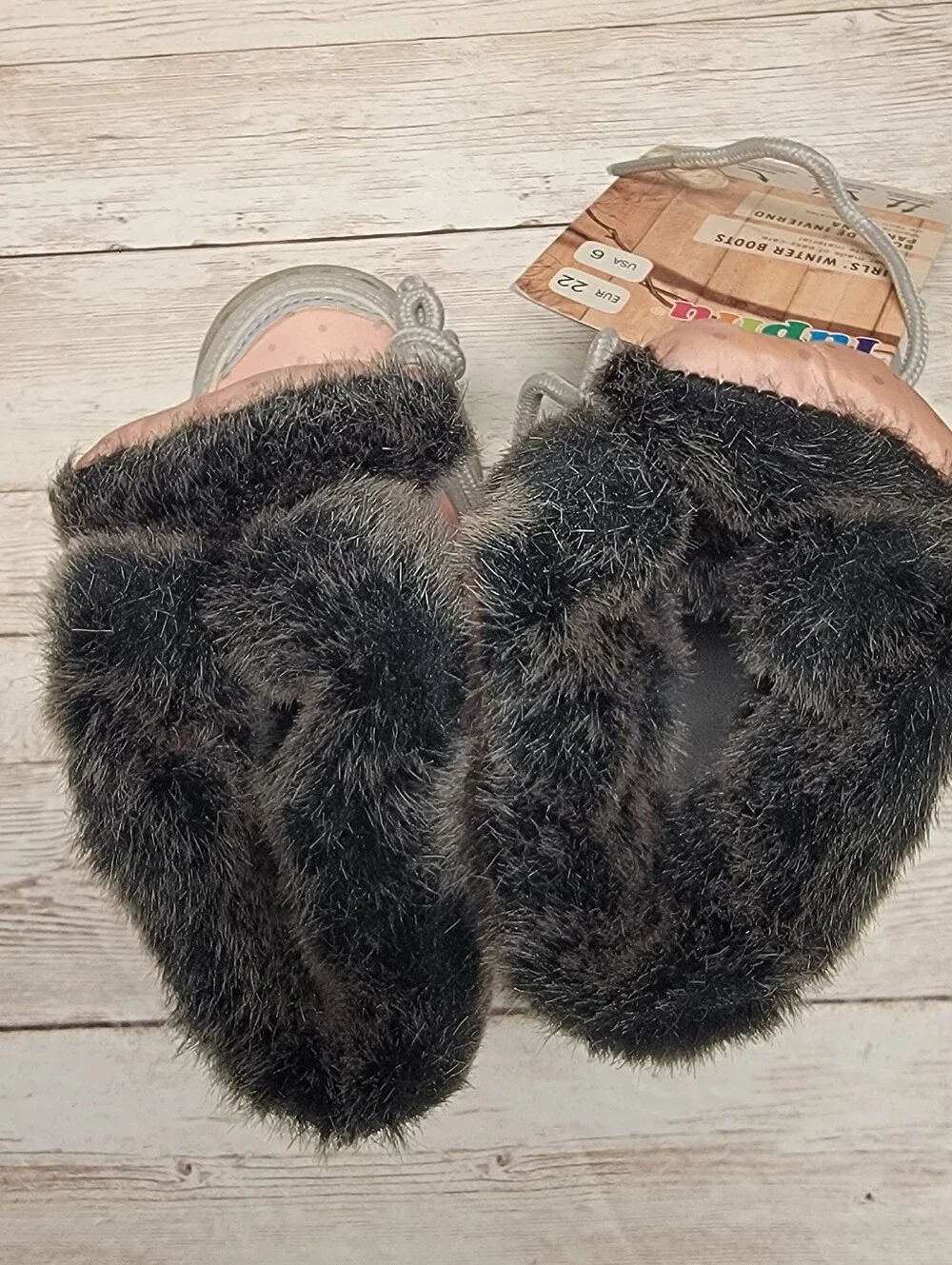 NWT Lupilu Toddler Girls Pink/Gray Winter Boots - Size 6 (EUR Size 22)